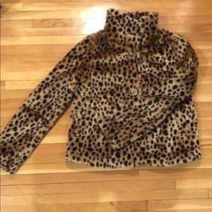 Faux fur leopard print jacket sz S